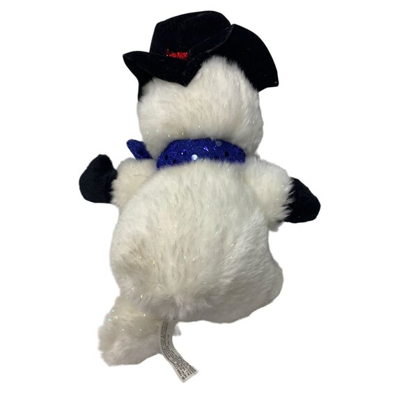 Commonwealth Plush Snowman Stuffed Animal Doll Toy 9 in Tall White Blue Black - Picture 3 of 4